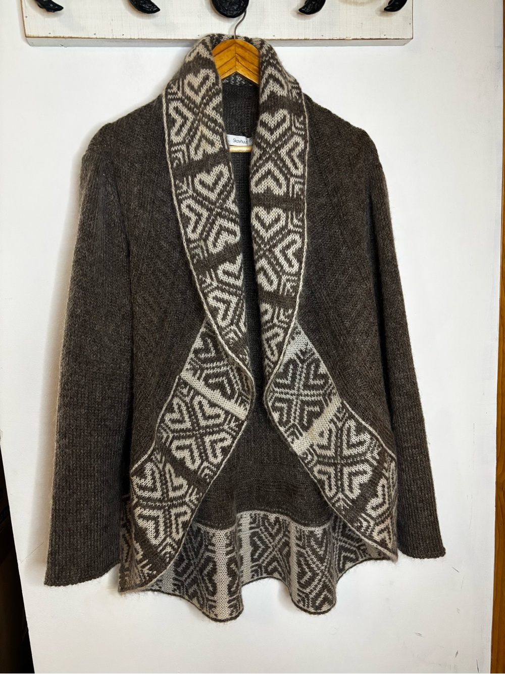 Skovhuus Denmark Cozy Shawl Collar Mohair & Wool Cardigan Sweater
